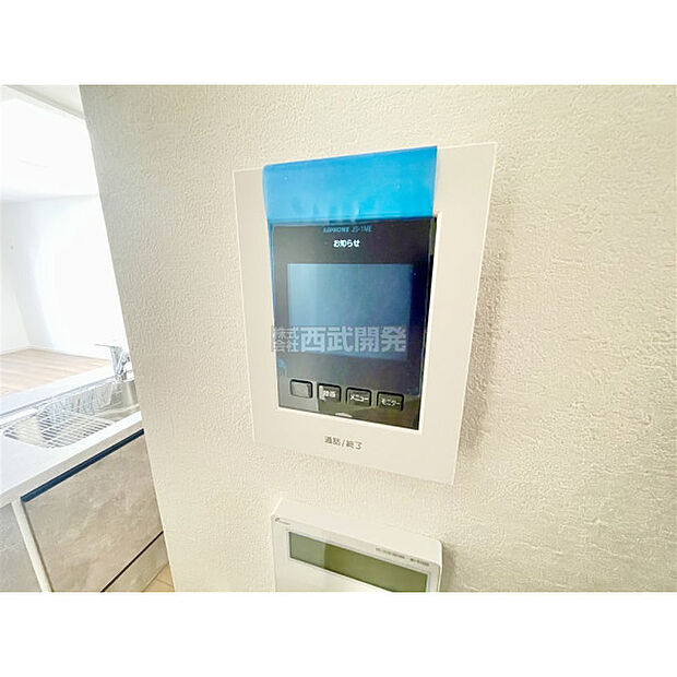 大きなモニターが付いたインターホンで外来者とお話できます