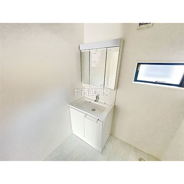 清潔感のある洗面化粧台で、朝の身だしなみをしっかりと。シャワーヘッドが付いているので、お掃除も簡単にできます。(11月20日撮影)