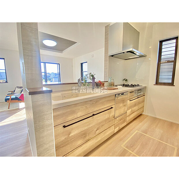 システムキッチンは家族の仕事を助ける食器洗浄機付(12月19日撮影)