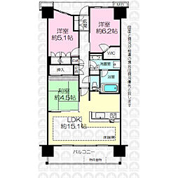 グランビュースクエア 3LDKの間取図画像