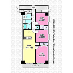 ワコー第一新狭山マンション 3LDKの間取図画像