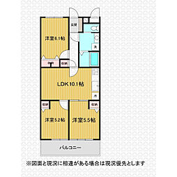 グローリア初穂飯能 3LDKの間取図画像