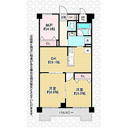 朝日プラザ本川越 2SDKの間取図画像