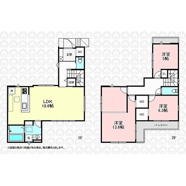 2階洋室13.6帖は家族構成に合わせて将来間仕切り可能です!