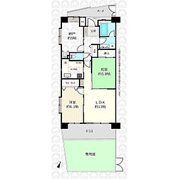 ゼファーひばりケ丘学園町 2SLDKの間取図画像
