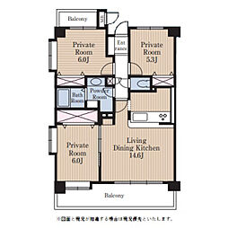 石神井公園ローヤルコーポ 3LDKの間取図画像