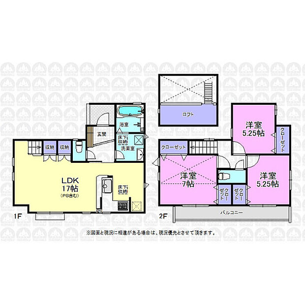 家族とコミュニケーションがとりやすいリビングイン階段のある3LDKの間取です。