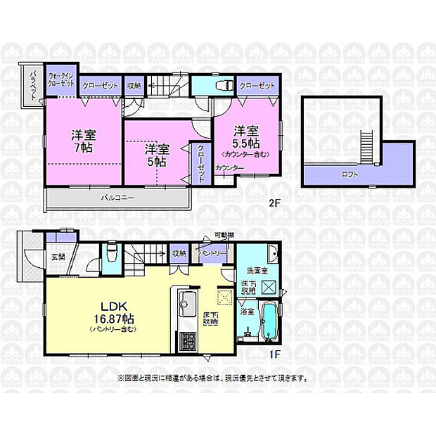 家族とコミュニケーションがとりやすいリビングイン階段のある3LDKの間取です。