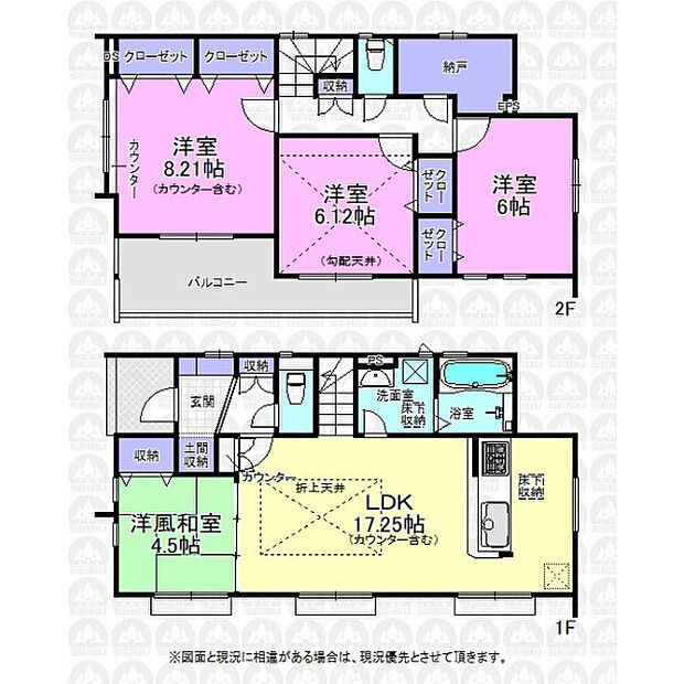 季節物の収納などに便利な納戸のある4LDKの間取です。