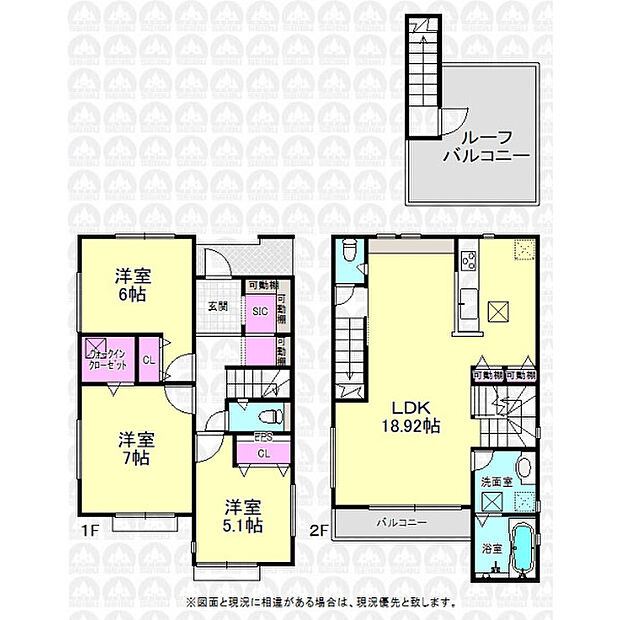 ルーフバルコニー付きの3LDK!