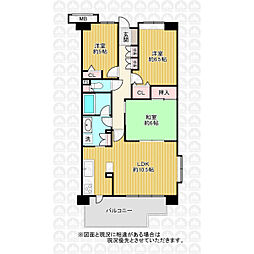 ヴィルヌーブ鶴瀬 3LDKの間取図画像
