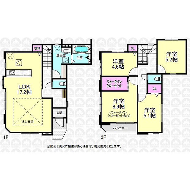 1階に水回りを集約した4LDK