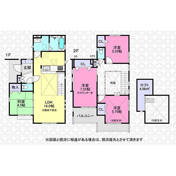 ロフト付きの4LDK住宅