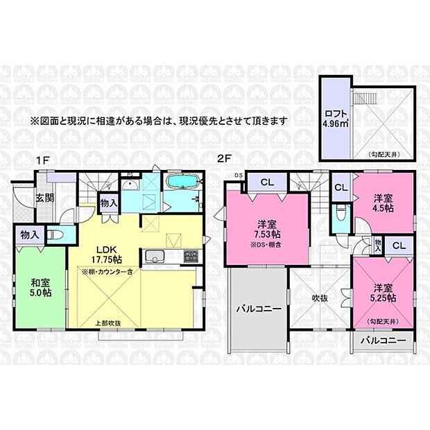 吹き抜けのある4LDK間取り