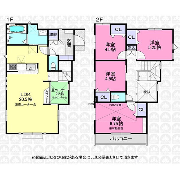 吹き抜けのある4LDKの間取り