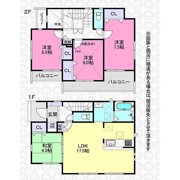 1階に水回り集約の4LDK!