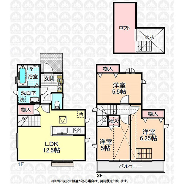 ロフト付き3LDK間取り