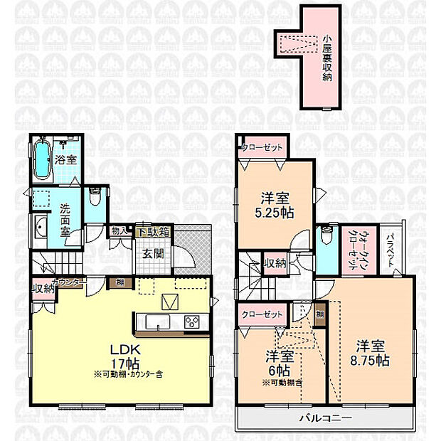 ウォークインクローゼット付き3LDK間取り