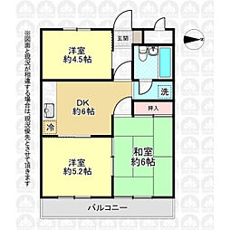 コーワコーポ第14小平 3DKの間取り