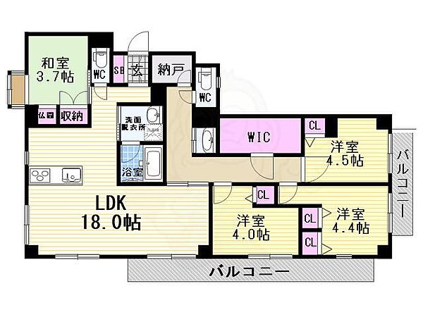 フォレストコート ｜京都府京都市右京区嵯峨天龍寺若宮町(賃貸マンション4LDK・2階・112.68㎡)の写真 その3