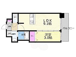 プレサンスTHE KYOTO 澄華 1階1LDKの間取り