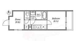 京福電気鉄道北野線 北野白梅町駅 徒歩18分の賃貸マンション 2階1Kの間取り