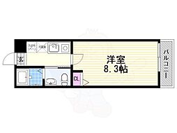 フラッティ毘沙門町 2階1Kの間取り