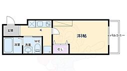 フラッティＫ＆Ｓ千本寺之内 4階1Kの間取り