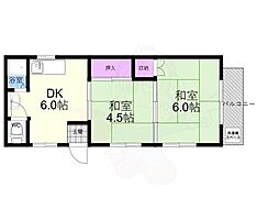 コーポ大宮 3階2DKの間取り