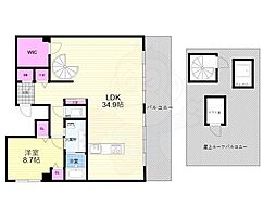 京都地下鉄東西線 太秦天神川駅 徒歩5分の賃貸マンション 5階1LDKの間取り