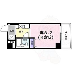 Gloire烏丸五条（Ｅａｕ　ｄｅ　Ｖｉｅ烏丸五条） 9階ワンルームの間取り