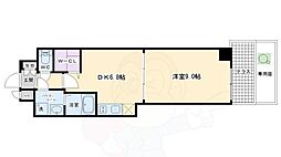 プレサンス京都四条大宮 1階1DKの間取り