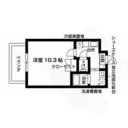 Ａｖｅｎｉｒ朱雀 4階1Kの間取り