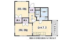 ハウスS&Y (ハウスエスアンドワイ) 2階2DKの間取り