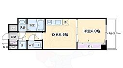 アイカーサ綾小路 5階1DKの間取り