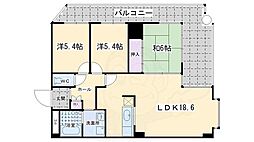 シャリマー五条 5階3LDKの間取り