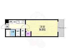 シュミート西洞院 3階1Kの間取り