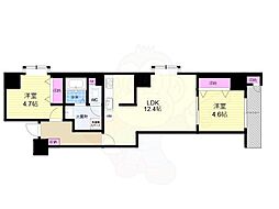 ベル・クローチェ京都洛央 11階2LDKの間取り