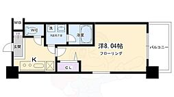 京都市営烏丸線 五条駅 徒歩7分の賃貸マンション 13階1Kの間取り