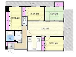 リーガル京都烏丸五条通り 10階4LDKの間取り