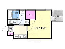 WELLSQUARE京都西陣WEST 1Kの間取図画像