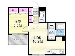 ヴァンベール御苑前 3階1LDKの間取り