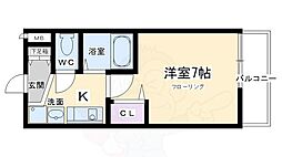KDXレジデンス西院 3階1Kの間取り