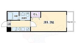 阪急京都本線 西院駅 徒歩13分の賃貸マンション 3階1Kの間取り