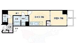 JR東海道・山陽本線 西大路駅 徒歩8分の賃貸マンション 6階1DKの間取り