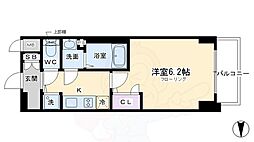 京都市営烏丸線 四条駅 徒歩6分の賃貸マンション 2階1Kの間取り