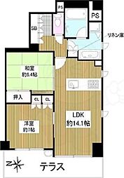 ゼファー京都上長者町通 1階2LDKの間取り