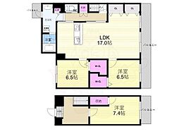 京都市営烏丸線 烏丸御池駅 徒歩7分の賃貸マンション 5階3LDKの間取り