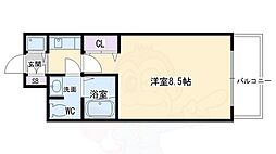 京阪本線 清水五条駅 徒歩3分の賃貸マンション 3階1Kの間取り