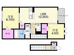 ヴェルドミール 2階2LDKの間取り